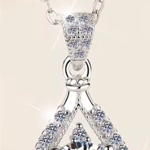 Elegant Silver Necklace with Teardrop  Moissanite Diamond